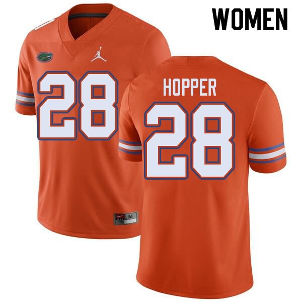 Women's NCAA Florida Gators Ty'Ron Hopper #28 Stitched Authentic Jordan Brand Orange College Football Jersey NFK4065AU